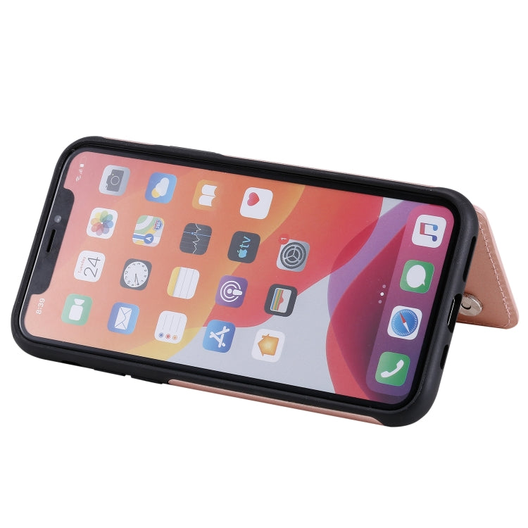 For iPhone 11 Pro Flower Embossing Pattern Shockproof Protective Case with Holder & Card Slots & Photo Frame