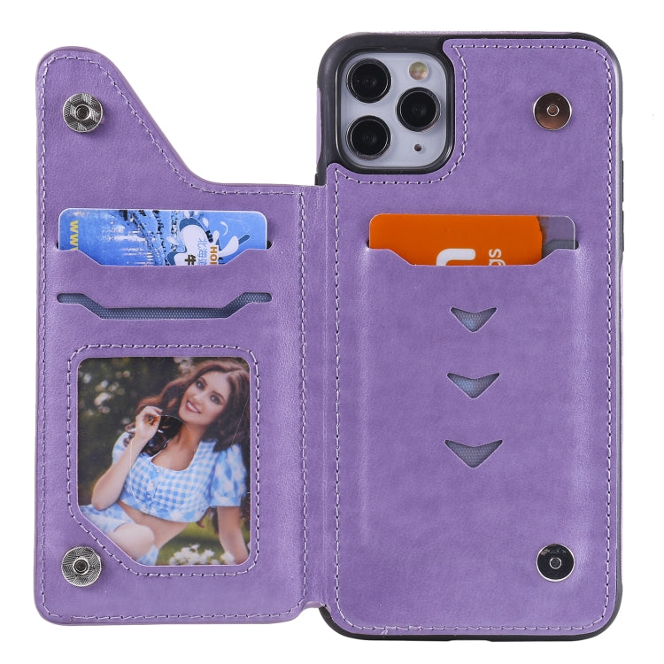 For iPhone 11 Pro Max Flower Embossing Pattern Shockproof Protective Case with Holder & Card Slots & Photo Frame