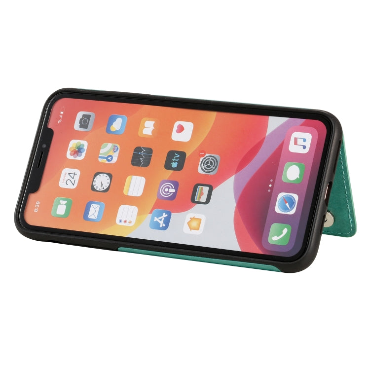 For iPhone 11 Pro Max Flower Embossing Pattern Shockproof Protective Case with Holder & Card Slots & Photo Frame