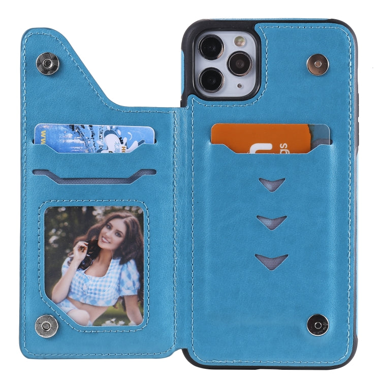 For iPhone 11 Pro Max Flower Embossing Pattern Shockproof Protective Case with Holder & Card Slots & Photo Frame
