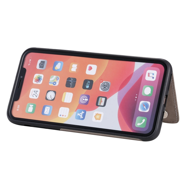 For iPhone 11 Pro Max Flower Embossing Pattern Shockproof Protective Case with Holder & Card Slots & Photo Frame