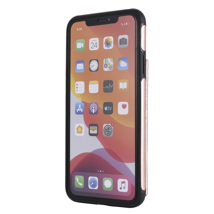 For iPhone 11 Pro Max Flower Embossing Pattern Shockproof Protective Case with Holder & Card Slots & Photo Frame