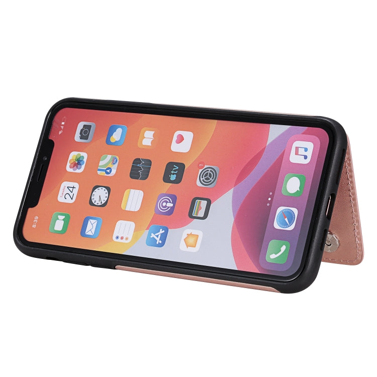 For iPhone 11 Pro Max Flower Embossing Pattern Shockproof Protective Case with Holder & Card Slots & Photo Frame