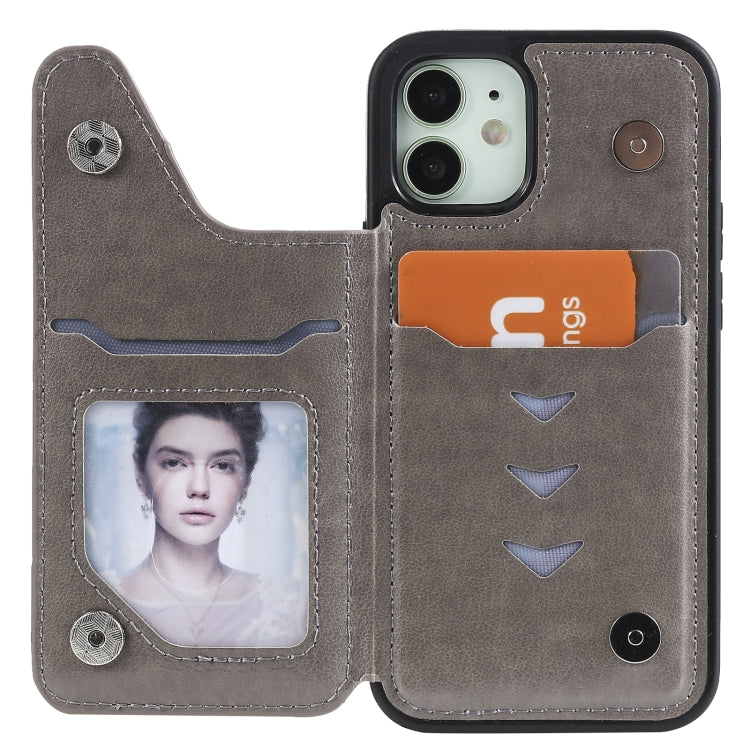 For iPhone 12 mini Flower Embossing Pattern Shockproof Protective Case with Holder & Card Slots & Photo Frame