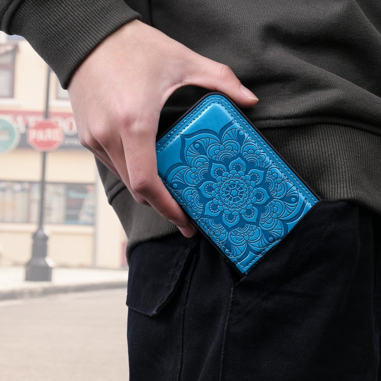 For iPhone 12 Pro Max Flower Embossing Pattern Shockproof Protective Case with Holder & Card Slots & Photo Frame