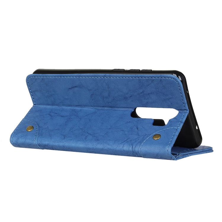 For OPPO A9 (2020) Copper Buckle Retro Crazy Horse Texture Horizontal Flip Leather Case with Holder & Card Slots & Wallet