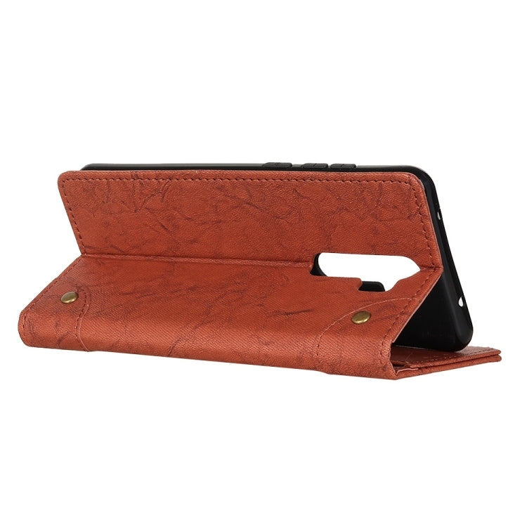 For OPPO A9 (2020) Copper Buckle Retro Crazy Horse Texture Horizontal Flip Leather Case with Holder & Card Slots & Wallet