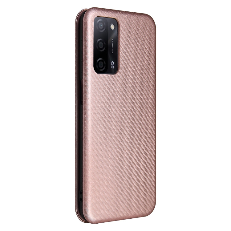For OPPO A55 5G Carbon Fiber Texture Horizontal Flip TPU + PC + PU Leather Case with Card Slot