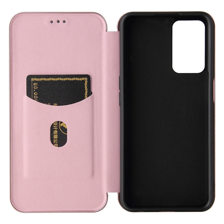 For OPPO A55 5G Carbon Fiber Texture Horizontal Flip TPU + PC + PU Leather Case with Card Slot