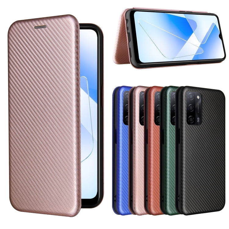 For OPPO A55 5G Carbon Fiber Texture Horizontal Flip TPU + PC + PU Leather Case with Card Slot