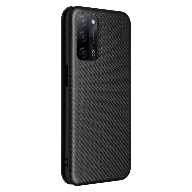 For OPPO A55 5G Carbon Fiber Texture Horizontal Flip TPU + PC + PU Leather Case with Card Slot
