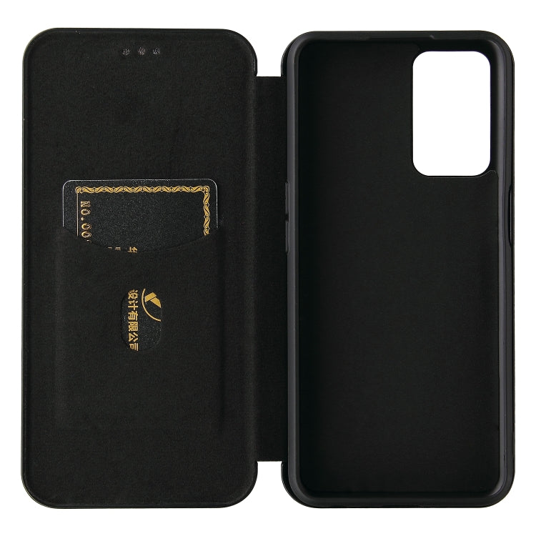 For OPPO A55 5G Carbon Fiber Texture Horizontal Flip TPU + PC + PU Leather Case with Card Slot