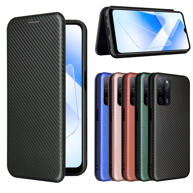 For OPPO A55 5G Carbon Fiber Texture Horizontal Flip TPU + PC + PU Leather Case with Card Slot