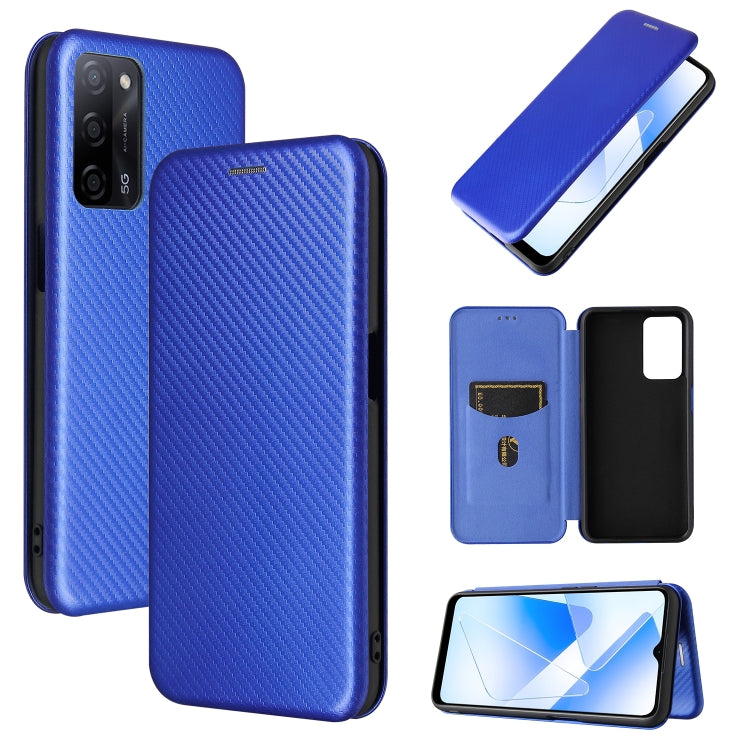 For OPPO A55 5G Carbon Fiber Texture Horizontal Flip TPU + PC + PU Leather Case with Card Slot