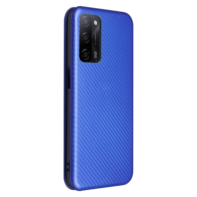 For OPPO A55 5G Carbon Fiber Texture Horizontal Flip TPU + PC + PU Leather Case with Card Slot