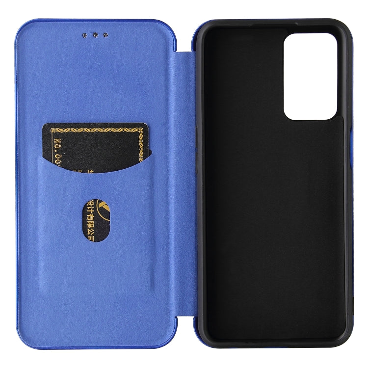 For OPPO A55 5G Carbon Fiber Texture Horizontal Flip TPU + PC + PU Leather Case with Card Slot