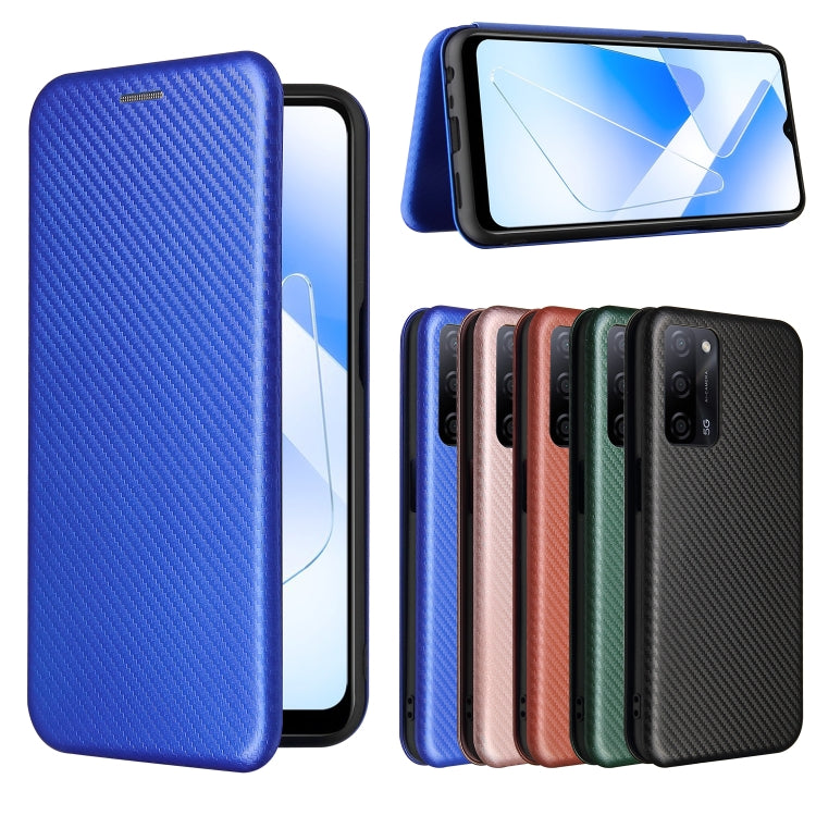 For OPPO A55 5G Carbon Fiber Texture Horizontal Flip TPU + PC + PU Leather Case with Card Slot