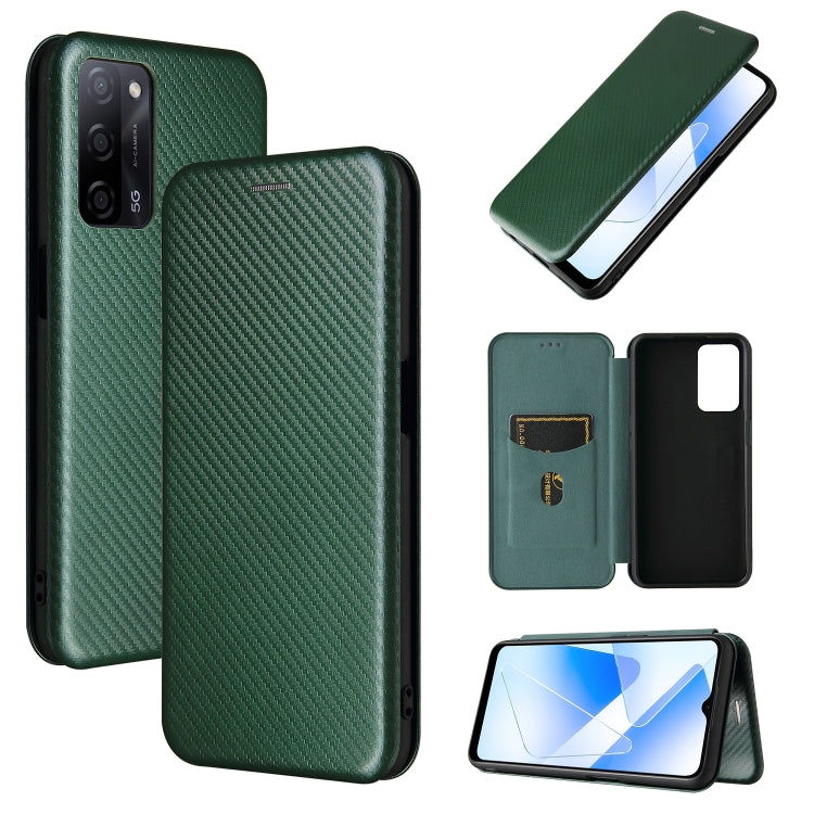 For OPPO A55 5G Carbon Fiber Texture Horizontal Flip TPU + PC + PU Leather Case with Card Slot