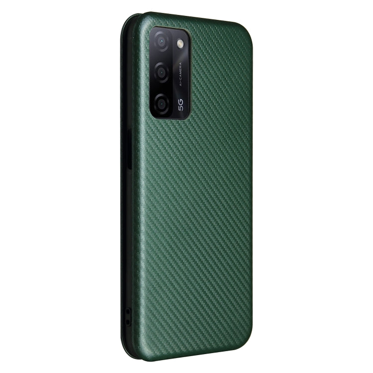 For OPPO A55 5G Carbon Fiber Texture Horizontal Flip TPU + PC + PU Leather Case with Card Slot