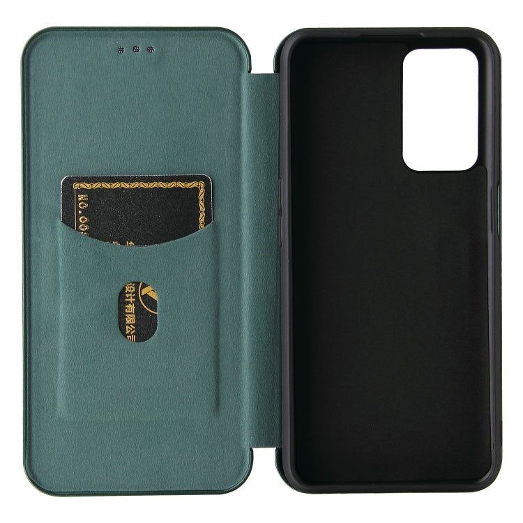 For OPPO A55 5G Carbon Fiber Texture Horizontal Flip TPU + PC + PU Leather Case with Card Slot