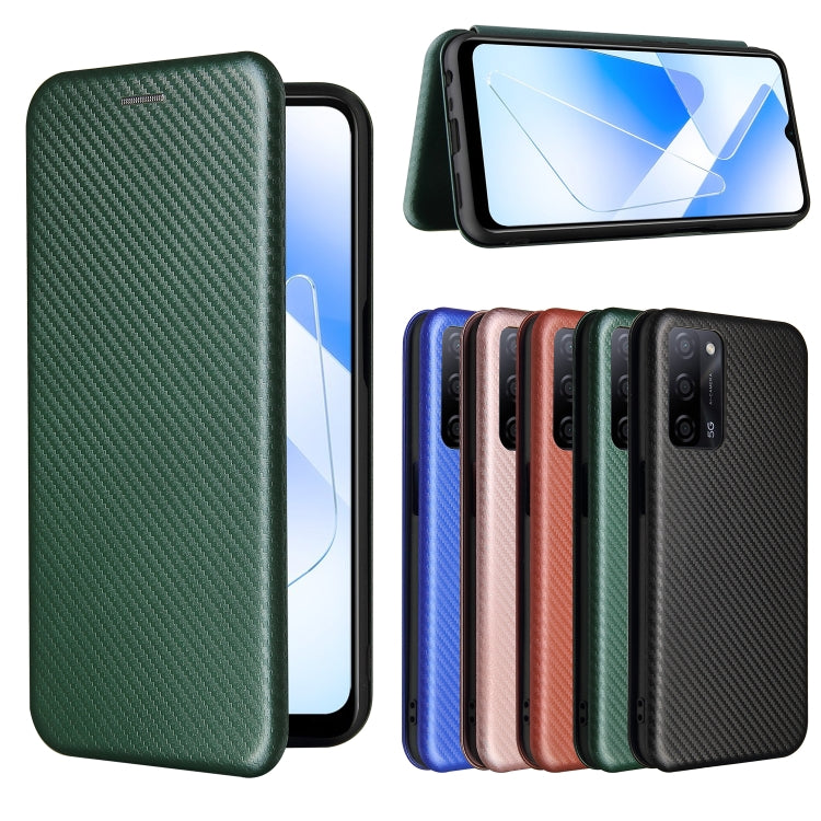 For OPPO A55 5G Carbon Fiber Texture Horizontal Flip TPU + PC + PU Leather Case with Card Slot