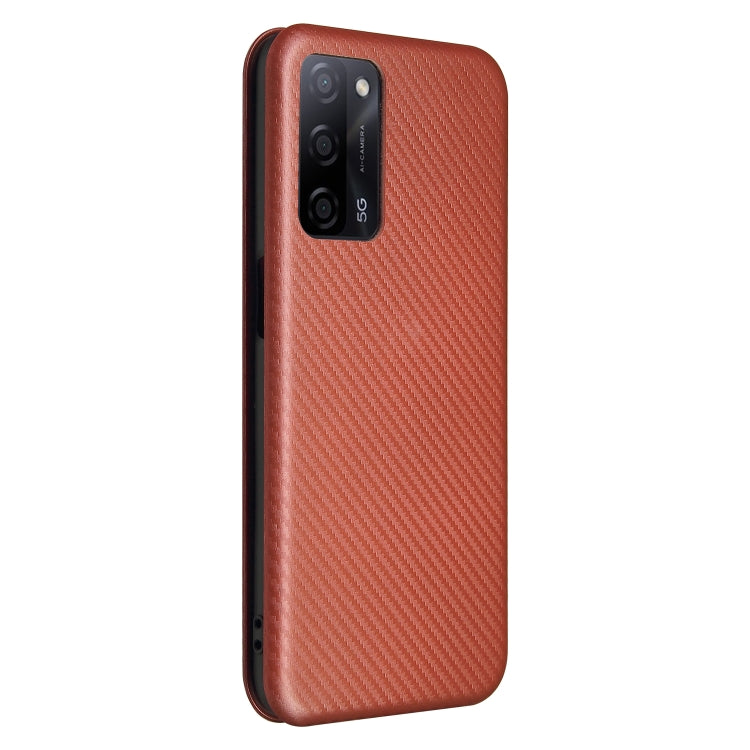 For OPPO A55 5G Carbon Fiber Texture Horizontal Flip TPU + PC + PU Leather Case with Card Slot