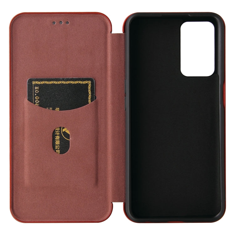 For OPPO A55 5G Carbon Fiber Texture Horizontal Flip TPU + PC + PU Leather Case with Card Slot