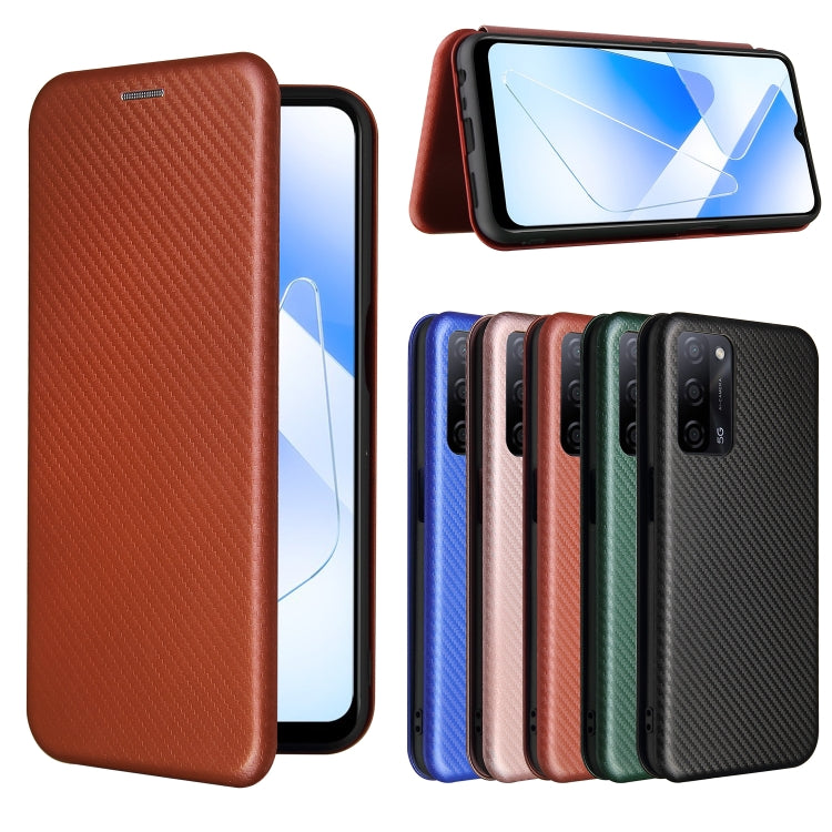 For OPPO A55 5G Carbon Fiber Texture Horizontal Flip TPU + PC + PU Leather Case with Card Slot