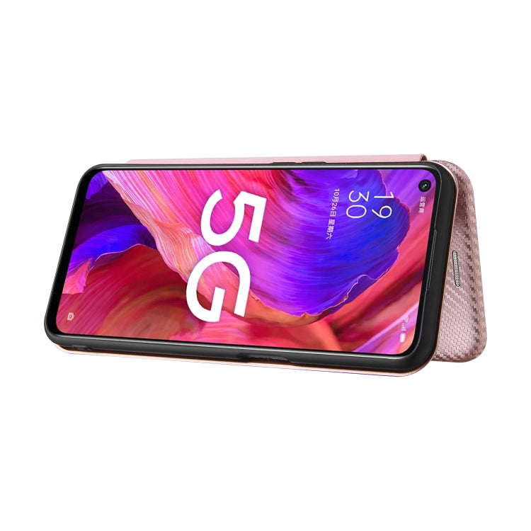 For OPPO A93 5G Carbon Fiber Texture Horizontal Flip TPU + PC + PU Leather Case with Card Slot