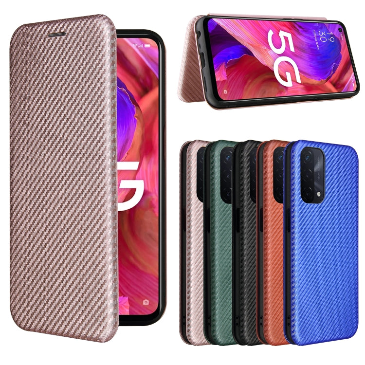 For OPPO A93 5G Carbon Fiber Texture Horizontal Flip TPU + PC + PU Leather Case with Card Slot