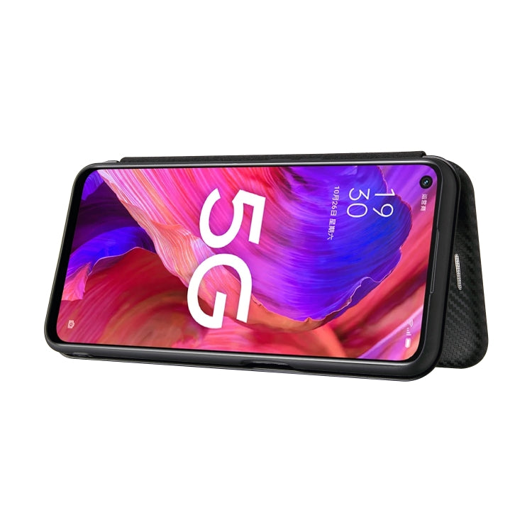 For OPPO A93 5G Carbon Fiber Texture Horizontal Flip TPU + PC + PU Leather Case with Card Slot