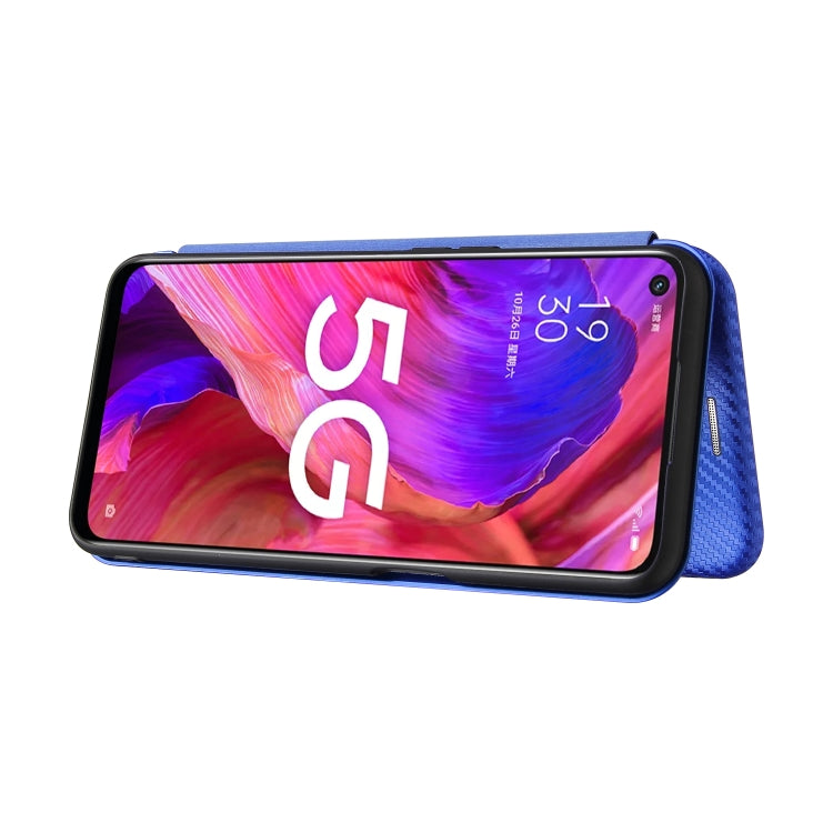For OPPO A93 5G Carbon Fiber Texture Horizontal Flip TPU + PC + PU Leather Case with Card Slot