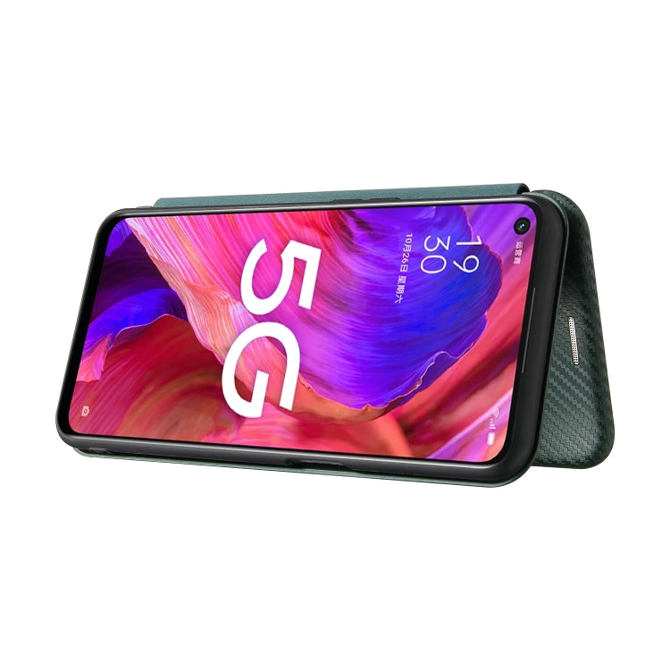 For OPPO A93 5G Carbon Fiber Texture Horizontal Flip TPU + PC + PU Leather Case with Card Slot