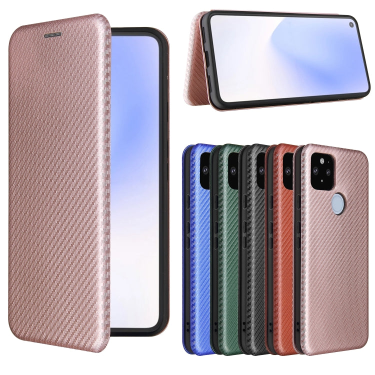 For Google Pixel 5a 5G Carbon Fiber Texture Horizontal Flip TPU + PC + PU Leather Case with Card Slot