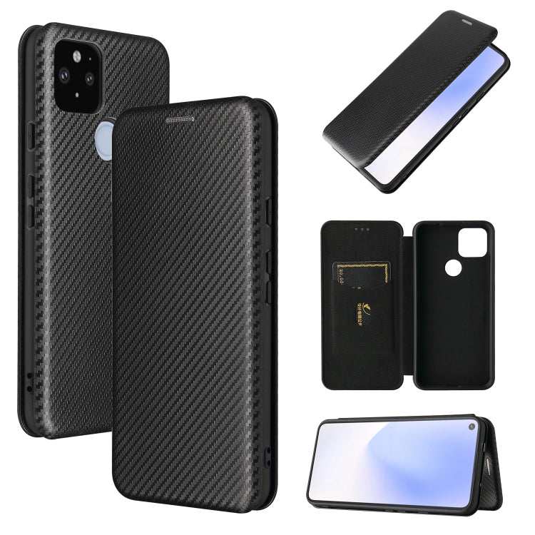 For Google Pixel 5a 5G Carbon Fiber Texture Horizontal Flip TPU + PC + PU Leather Case with Card Slot