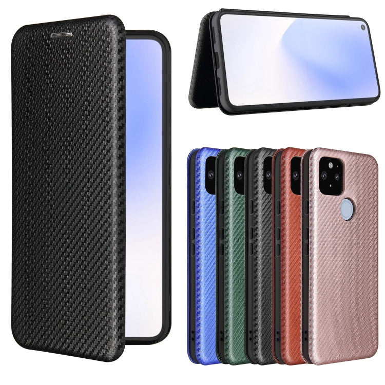 For Google Pixel 5a 5G Carbon Fiber Texture Horizontal Flip TPU + PC + PU Leather Case with Card Slot