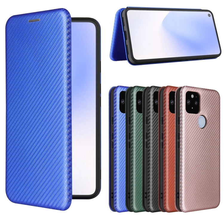 For Google Pixel 5a 5G Carbon Fiber Texture Horizontal Flip TPU + PC + PU Leather Case with Card Slot