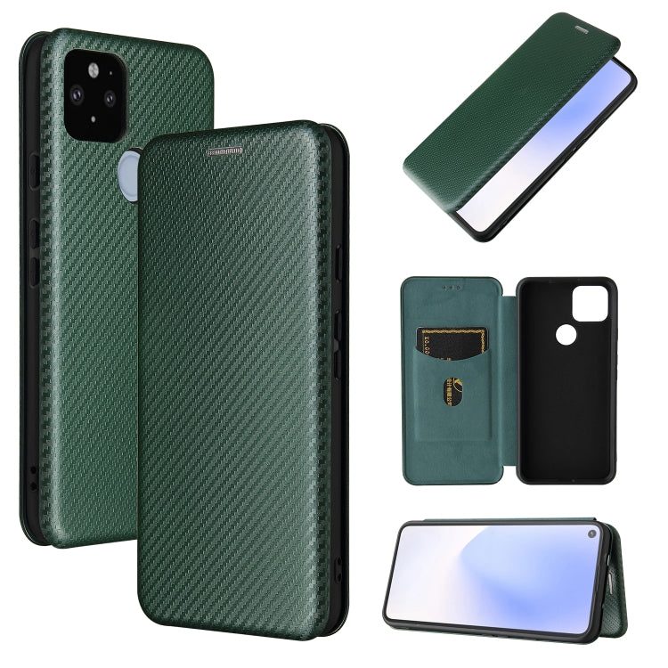 For Google Pixel 5a 5G Carbon Fiber Texture Horizontal Flip TPU + PC + PU Leather Case with Card Slot
