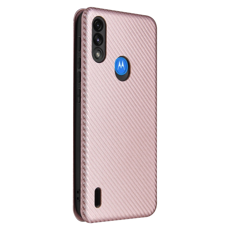 For Motorola Moto E7 Power Carbon Fiber Texture Horizontal Flip TPU + PC + PU Leather Case with Card Slot