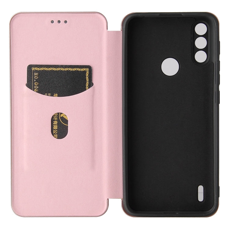 For Motorola Moto E7 Power Carbon Fiber Texture Horizontal Flip TPU + PC + PU Leather Case with Card Slot