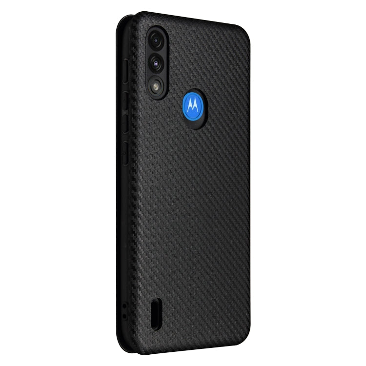 For Motorola Moto E7 Power Carbon Fiber Texture Horizontal Flip TPU + PC + PU Leather Case with Card Slot