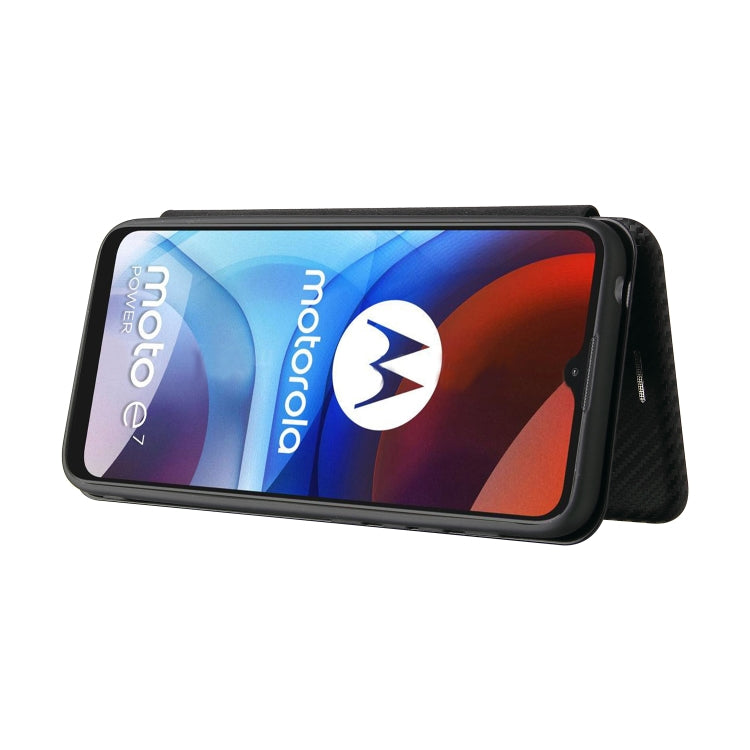 For Motorola Moto E7 Power Carbon Fiber Texture Horizontal Flip TPU + PC + PU Leather Case with Card Slot