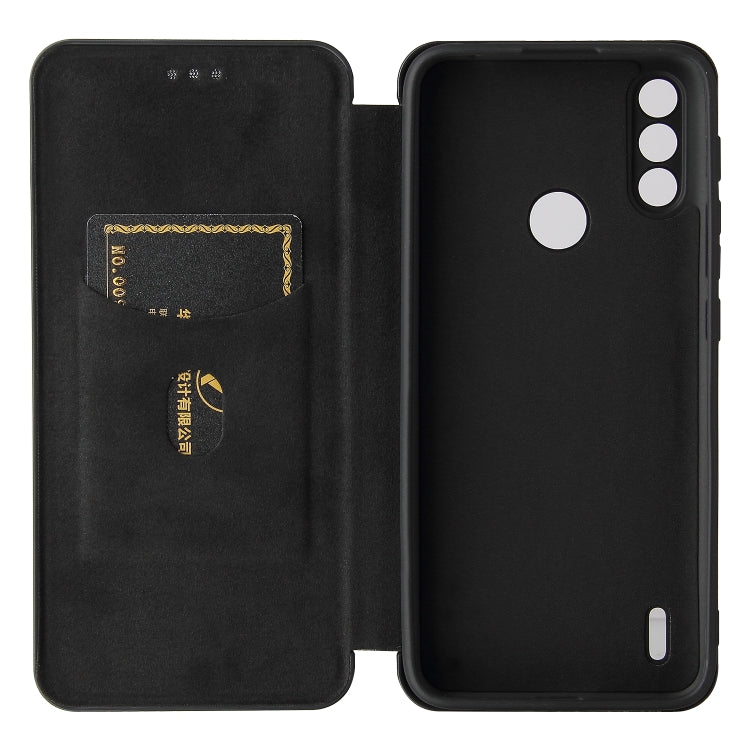 For Motorola Moto E7 Power Carbon Fiber Texture Horizontal Flip TPU + PC + PU Leather Case with Card Slot