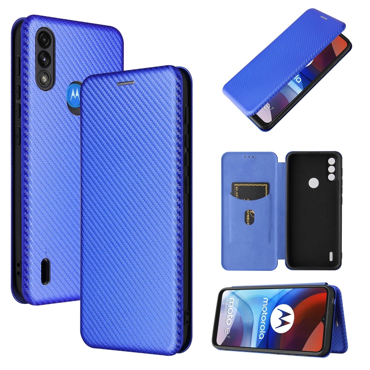 For Motorola Moto E7 Power Carbon Fiber Texture Horizontal Flip TPU + PC + PU Leather Case with Card Slot