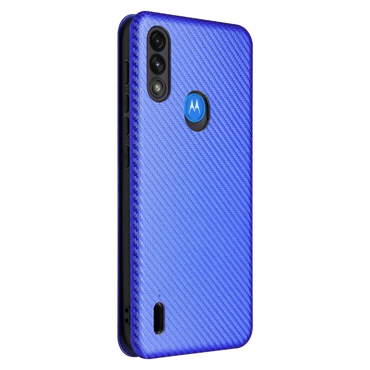 For Motorola Moto E7 Power Carbon Fiber Texture Horizontal Flip TPU + PC + PU Leather Case with Card Slot