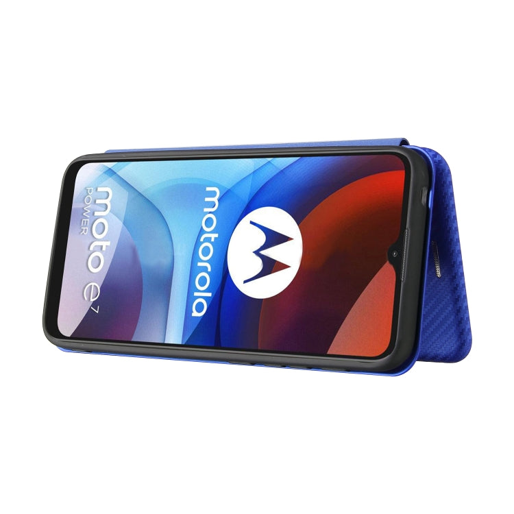 For Motorola Moto E7 Power Carbon Fiber Texture Horizontal Flip TPU + PC + PU Leather Case with Card Slot
