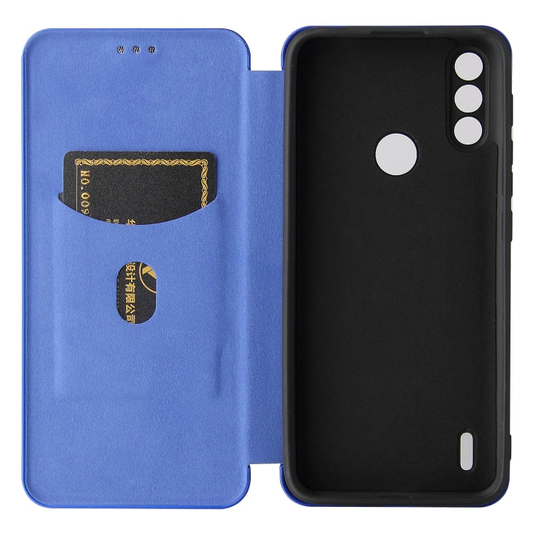 For Motorola Moto E7 Power Carbon Fiber Texture Horizontal Flip TPU + PC + PU Leather Case with Card Slot