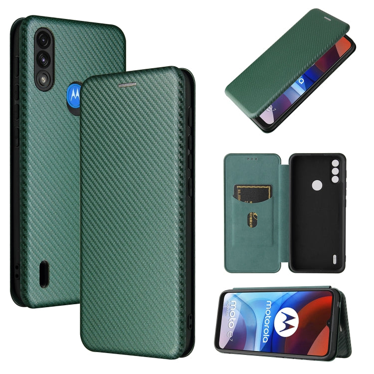 For Motorola Moto E7 Power Carbon Fiber Texture Horizontal Flip TPU + PC + PU Leather Case with Card Slot