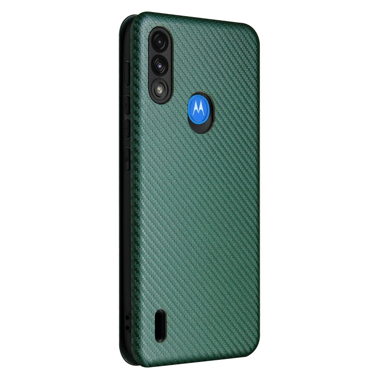 For Motorola Moto E7 Power Carbon Fiber Texture Horizontal Flip TPU + PC + PU Leather Case with Card Slot