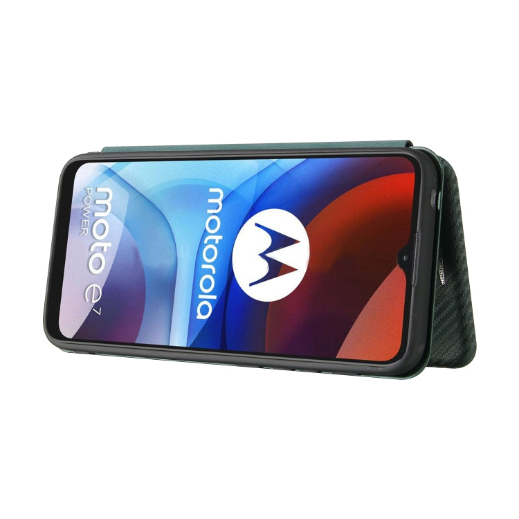 For Motorola Moto E7 Power Carbon Fiber Texture Horizontal Flip TPU + PC + PU Leather Case with Card Slot